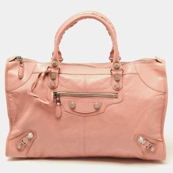 Pre Owned Balenciaga Rose Peche Leather RSH Work Tote