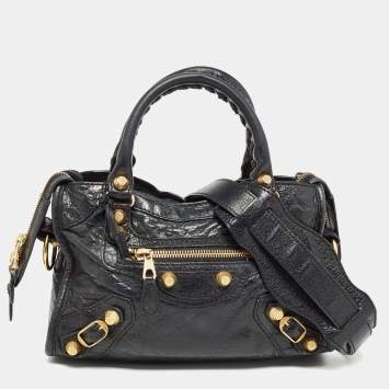 Pre Owned Balenciaga Black Leather Mini RH Classic City Bag