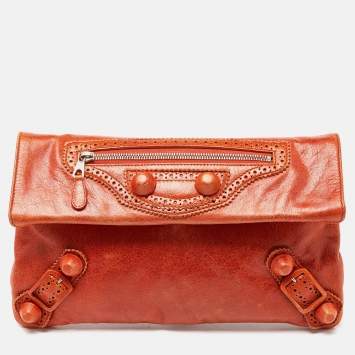 Pre Owned Balenciaga Authomne Leather Giant Brogues Covered 21 Clutch