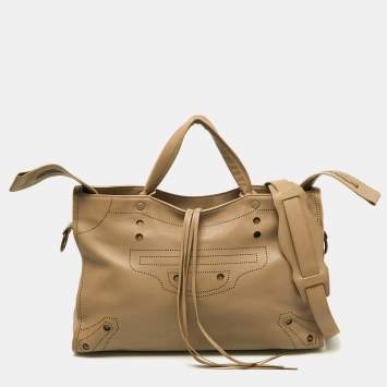 Pre Owned Balenciaga Gris Glace Leather Blackout Classic City Bag