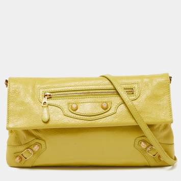 Pre Owned Balenciaga Curry Leather RH Envelope Strap Clutch
