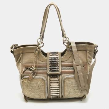 Pre Owned Balenciaga Beige Leather Studded Sac Clous Motorcycle Bag