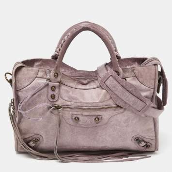 Pre Owned Balenciaga Lilac Leather Motor City Bag
