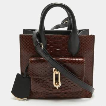 Pre Owned Balenciaga Brown/Black Python and Leather Mini Maillon All Afternoon Tote