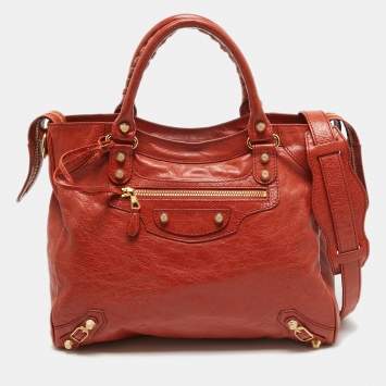 Pre Owned Balenciaga Rust Orange Leather RH Velo Bag