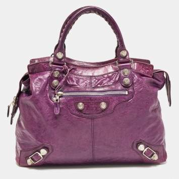 Pre Owned Balenciaga Ultraviolet Leather GSH RTT Bag