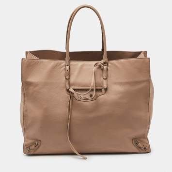 Pre Owned Balenciaga Rose Aubepine Leather Papier A4 Tote