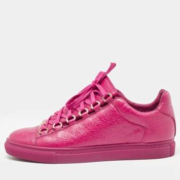 Pre Owned Balenciaga Pink Leather Arena Sneakers Size 38