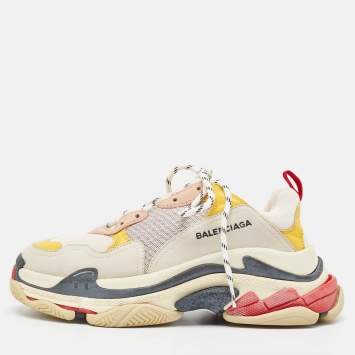 Pre Owned Balenciaga Multicolor Mesh and Nubuck Triple S Sneakers Size 40