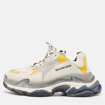 Pre Owned Balenciaga Multicolour Nubuck Leather Triple S Low Top Sneakers Size 40