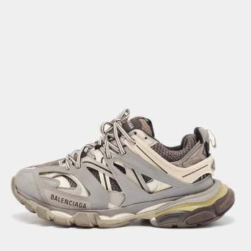 Pre Owned Balenciaga Multicolor Faux Leather and Mesh Track Lace Up Sneakers Size 39