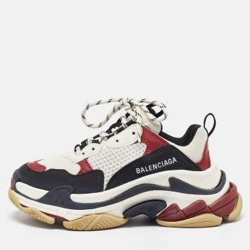 Pre Owned Balenciaga Multicolor Faux Leather and Mesh Triple S Low Top Sneakers 37