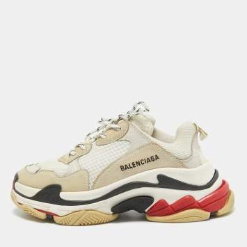 Pre Owned Balenciaga Multicolor Leather and Mesh Triple S Sneakers Size 39