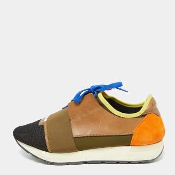 Pre Owned Balenciaga Multicolor Fabric and Leather Race Runner Sneakers Size 42