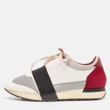 Pre Owned Balenciaga Multicolor Leather Mesh Race Runner Sneakers Size 41