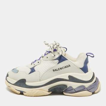 Pre Owned Balenciaga Multicolor Faux Leather and Mesh Triple S Lace Up Sneakers Size 38