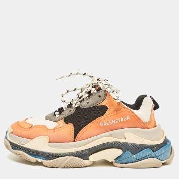 Pre Owned Balenciaga Multicolor Mesh and Leather Triple S Sneakers Size 39