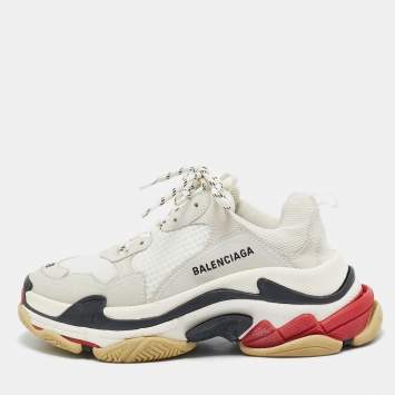 Pre Owned Balenciaga Multicolor Mesh and Leather Triple S Sneakers Size 38