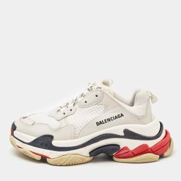 Pre Owned Balenciaga Multicolor Mesh and Faux Leather Triple S Sneakers Size 39
