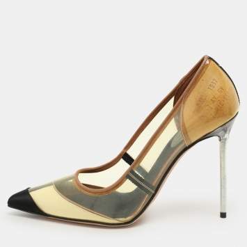 Pre Owned Balenciaga Multicolor PVC  And Satin Pointed Toe Pumps Size 39