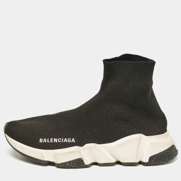 Balenciaga Black Knit Fabric Speed Slip On Sneakers Size 36