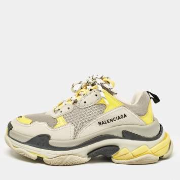 Pre Owned Balenciaga Multicolor Leather and Mesh Triple S Low Top Sneakers Size 40