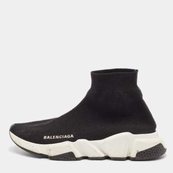 Balenciaga Black Knit Fabric Speed 2.0 Sneakers Size 38