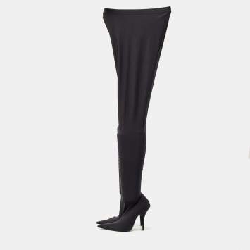 Pre Owned Balenciaga Black Stretch Fabric Pantalegging Pumps Size 37