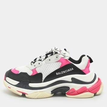 Balenciaga Multicolor Mesh and Nubuck Leather Triple S Sneakers Size 38