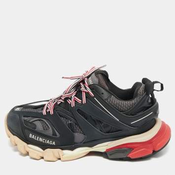 【関税&送料込】Balenciaga Black Synthetic Leather And Mesh Balenciaga Balenciaga Black Faux Leather and Mesh Track 2