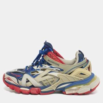 Pre Owned Balenciaga Multicolor Faux Leather and Mesh Track 2 Sneakers Size 37