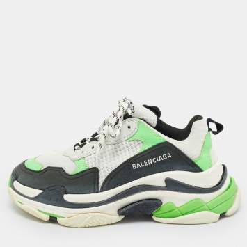 Pre Owned Balenciaga Multicolor Leather and Mesh Triple S Sneakers Size 40