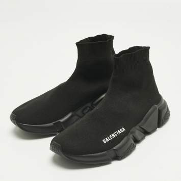 Balenciaga Blue Faux Leather Allover Logo Triple S Sneakers Size