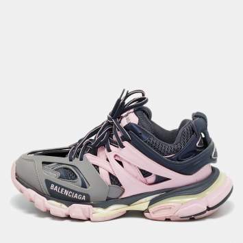 Pre Owned Balenciaga Track Size 38 Multicolor Faux Leather and Mesh Low Top Sneakers
