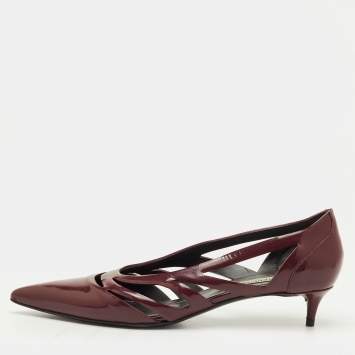 Pre Owned Balenciaga Size 37 Burgundy Patent Leather Pumps