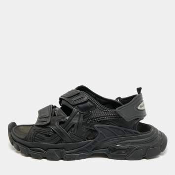 مملوكة مسبقًا Balenciaga Track Size 42 Black Faux Leather Slingback Sandals