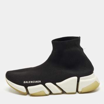 مملوكة مسبقًا Balenciaga Speed Size 39 Black Knit Fabric Slip On Sneakers