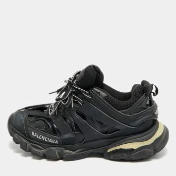 مملوكة مسبقًا Balenciaga Track Size 38 Black Faux Leather and Mesh Low Top Sneakers