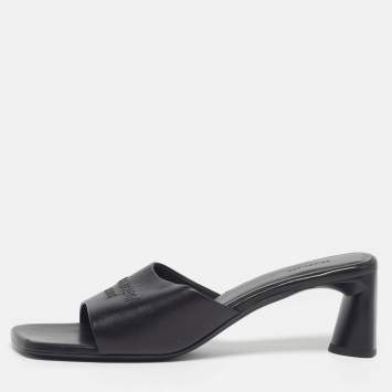 Pre Owned Balenciaga Duty Free Size 39 Black Leather Slide Sandals