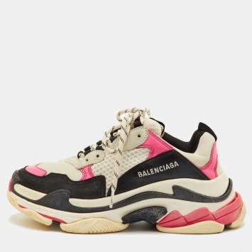 مملوكة مسبقًا Balenciaga Triple S Size 39 Multicolor Faux Leather and Mesh Lace Up Sneakers