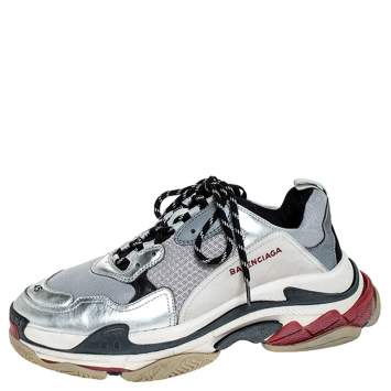 Pre Owned Balenciaga Multicolor Mesh, Nubuck And Leather Triple S Platform Sneakers Size 45