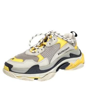 Pre Owned Balenciaga Multicolor Leather And Mesh Triple S Low Top Sneakers Size 39