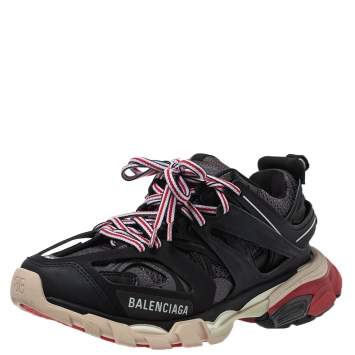 Pre Owned Balenciaga Multicolor Leather And Mesh Track Low Top Sneakers Size 36