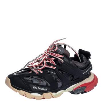 Pre Owned Balenciaga Multicolor Leather And Mesh Track Low Top Sneakers Size 39