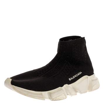 Pre Owned Balenciaga Black Knit Fabric Sock Sneakers Size 39