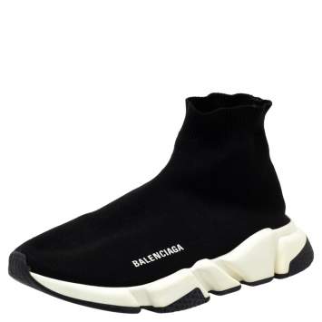 Pre Owned Balenciaga Black Knit Speed Trainer Sneakers Size 41