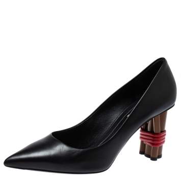 Pre Owned Balenciaga Black Leather Pointed Toe Pumps Size 40.5