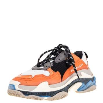 Pre Owned Balenciaga Multicolor Leather and Mesh Triple S Low Top Sneaker Size 36