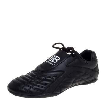 Pre Owned Balenciaga Black Leather Zen Sneakers Size 36