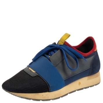 مملوكة مسبقًا Balenciaga Multicolor Mesh And Suede Race Runner Sneakers Size 39